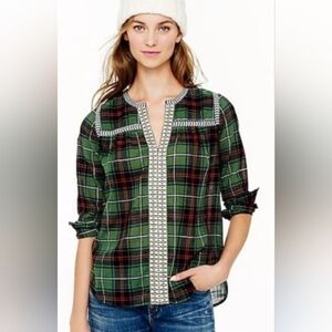 J. Crew Green Plaid Blouse